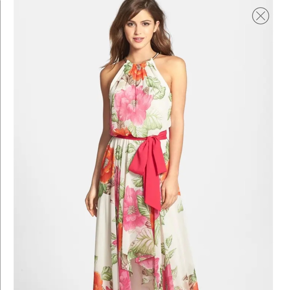 Eliza J Cutaway Floral Print Maxi Dress-12